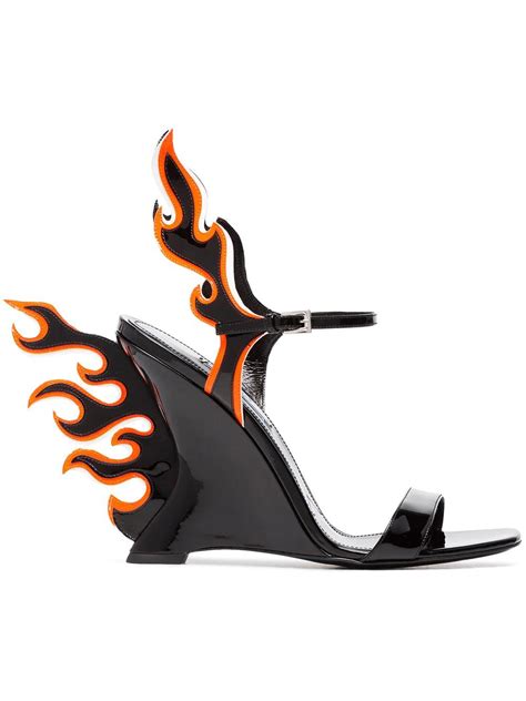 prada flame heels silver|Prada wedge sandals sale.